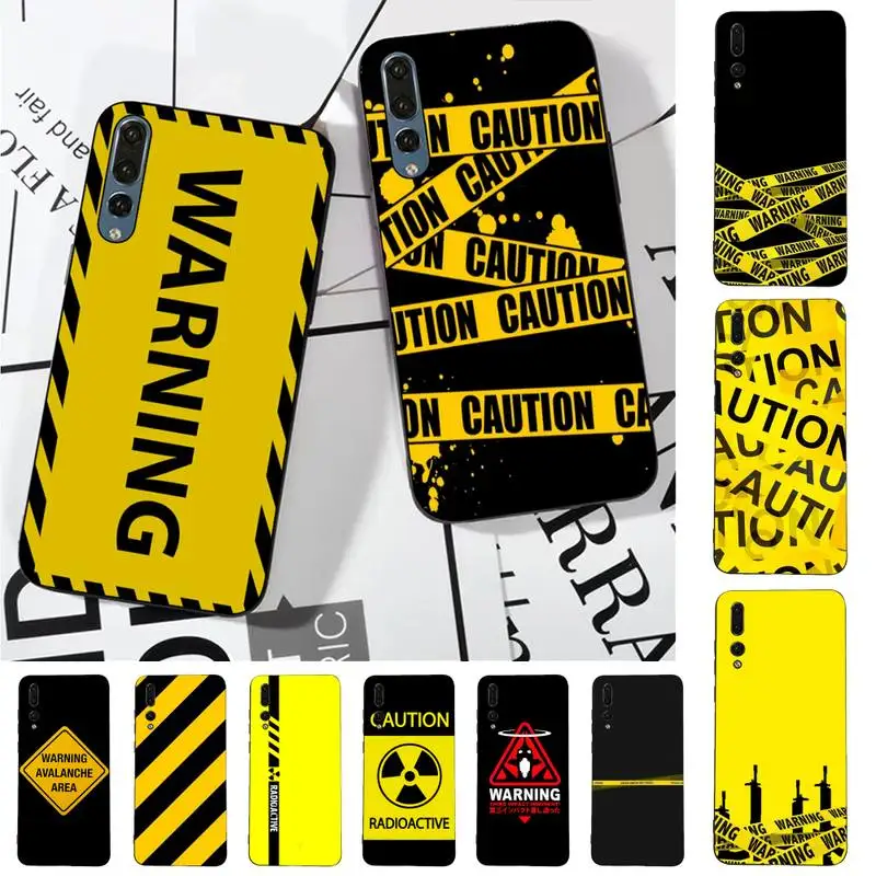 

yellow warning Phone Case for Huawei P30 40 20 10 8 9 lite pro plus Psmart2019