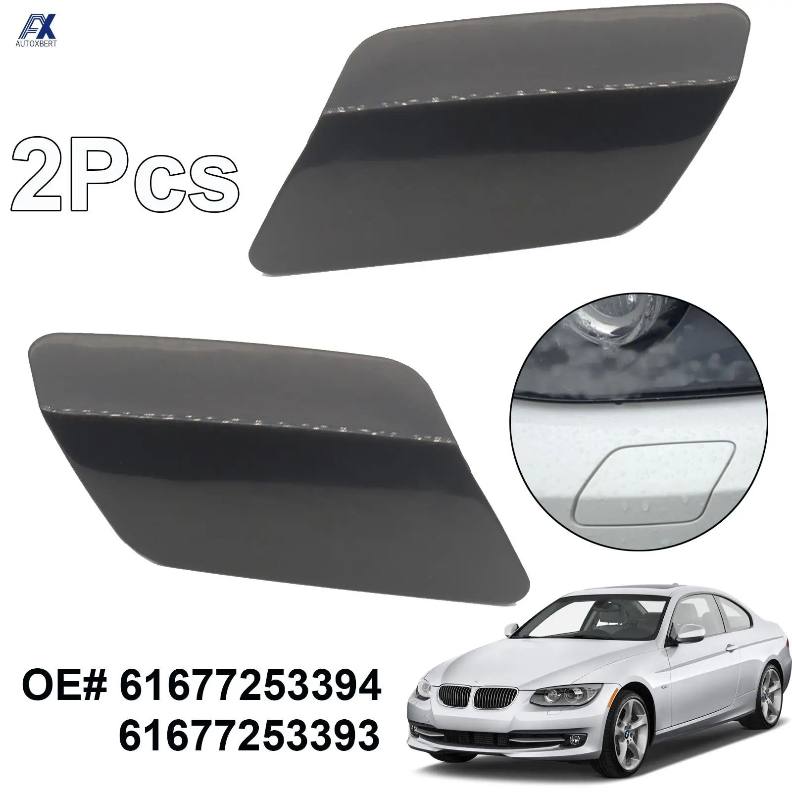 

Front Bumper Headlight Washer Nozzle Cover Cap For BMW 3 Series Coupe E92 E93 328i 335i 335is 2 Doors 61677253393 61677253394