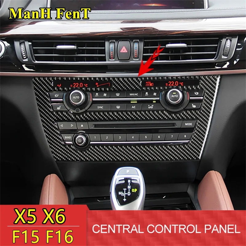 

Для панели центральной консоли BMW X5 X6 F15 F16, украшение интерьера из натурального углеродного волокна, 3D наклейка