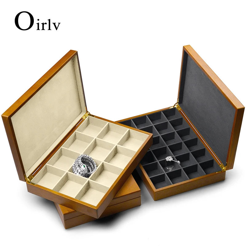 Oirlv Soild Wooden Jewelry Box Ring Necklace Display Jewelry Case with Microfiber Jewelry Organizer Showcase Packaging Storage