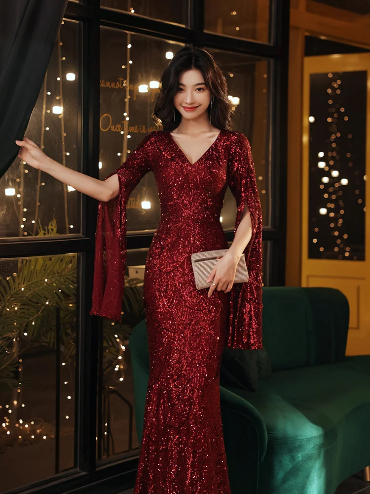 

Потрясающие платья 2023, новое весеннее приталенное платье-годе с V-образным вырезом, вечернее платье в Королевском Стиле для приема гостей, для девушек