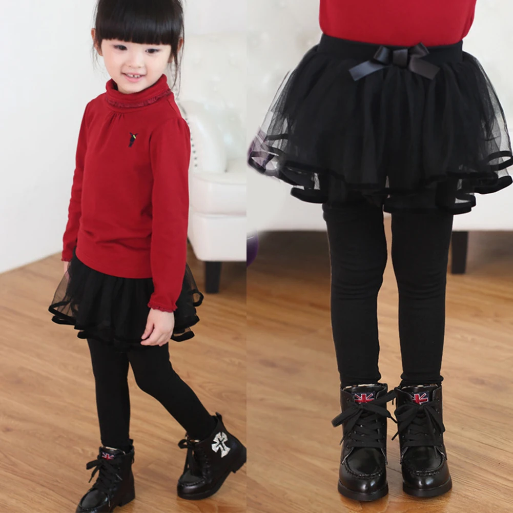 

Culottes Solid Mesh Daily Wear Long Children Kids Skirt Pants Spring Autumn Cute Casual Party Princess Girls Leggings Soft