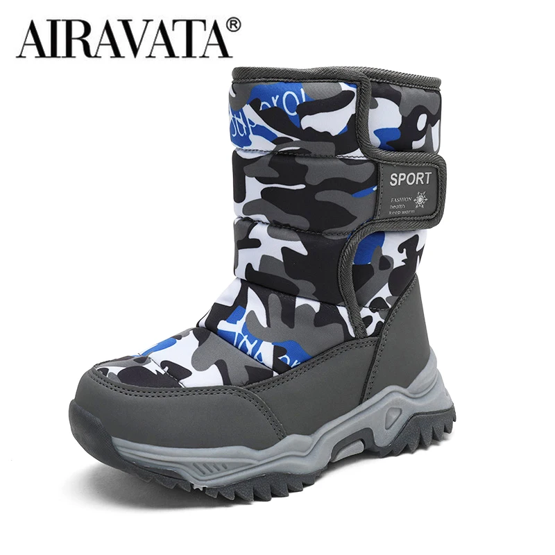 Children Winter Boots Camouflage Plush Warm Kids' Sneakers Antiskidding Thick Outdoor Kids Shoes Botas Para Ninos