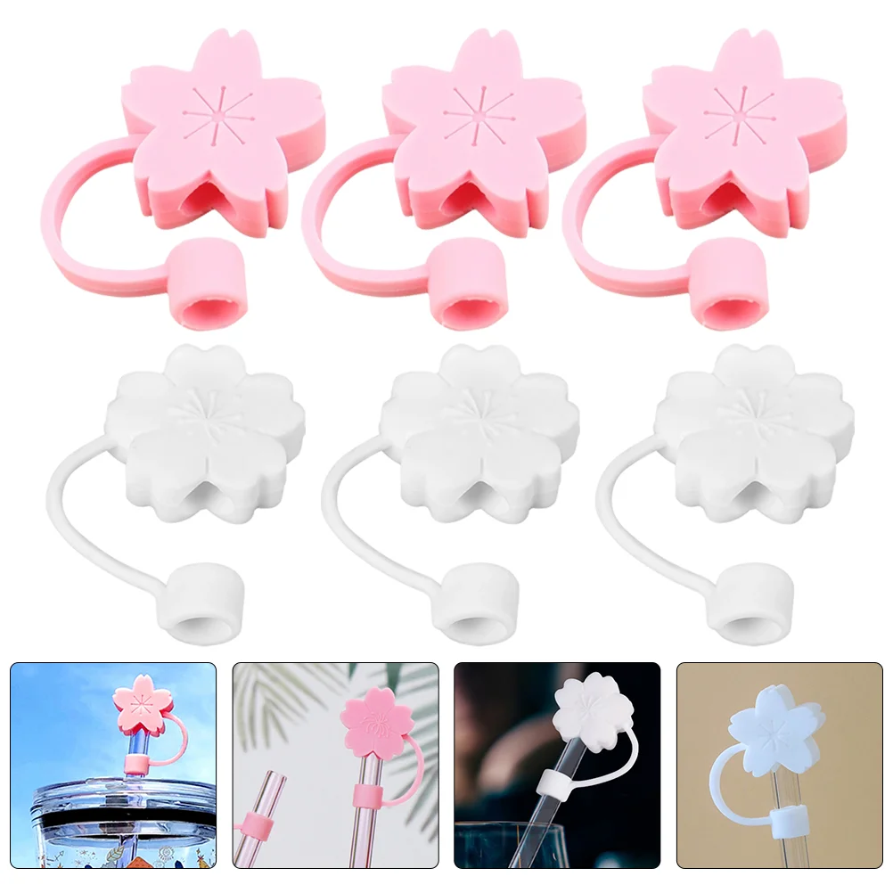 

Straw Tips Silicone Cover Reusable Drinking Covers Caps Plugs Tip Cap Plug Lids Flower Cartoon Cute Toppers Protectors Protector