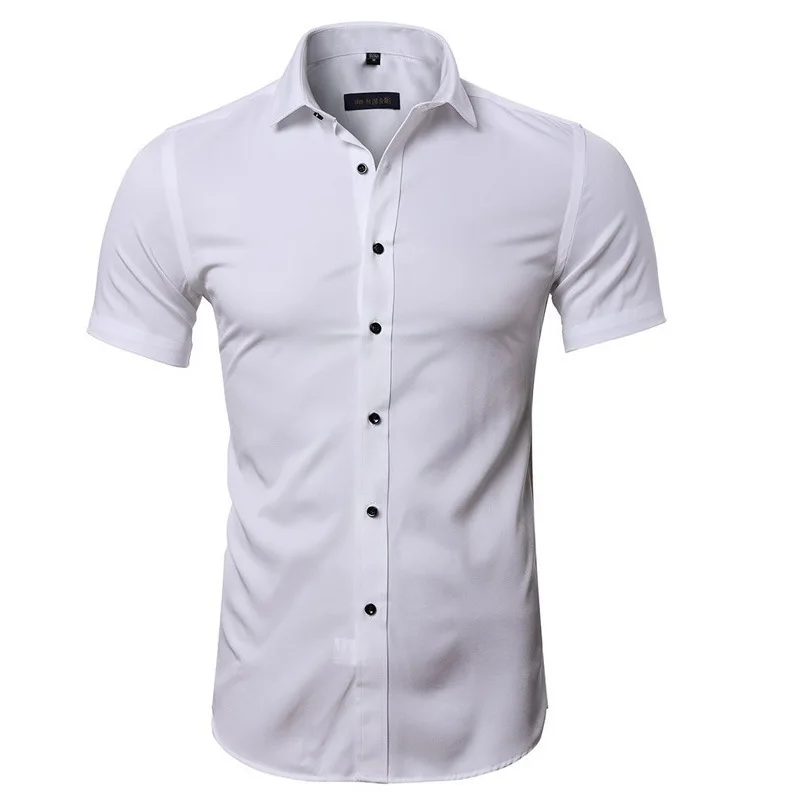 

Summer Men's Business Shirts Non-ironing Shirts Bamboo Fiber Short-sleeved Tops