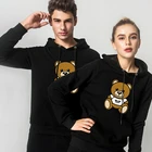 Мужские спортивные костюмы с мультяшным принтом медведя, толстовка с длинными рукавами и брюки для пар, костюм для бега на весну и осень, однотонный комплект для любителей игры в гольф