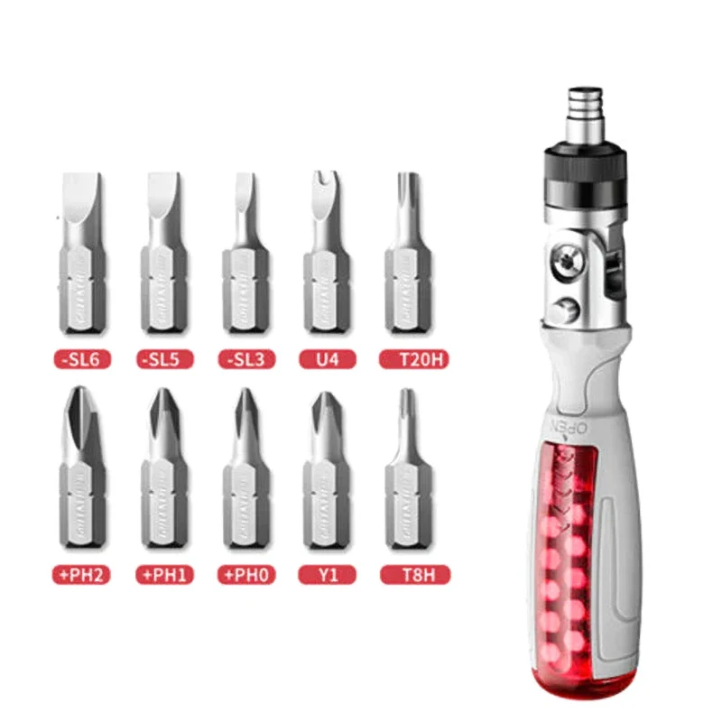 

ZEZZO® 10 IN 1 MultiAngle Ratchet Screwdriver Universal Foldable Ratchet Screwdriver S2 Steel Portable Home Repair Hand Tool Set