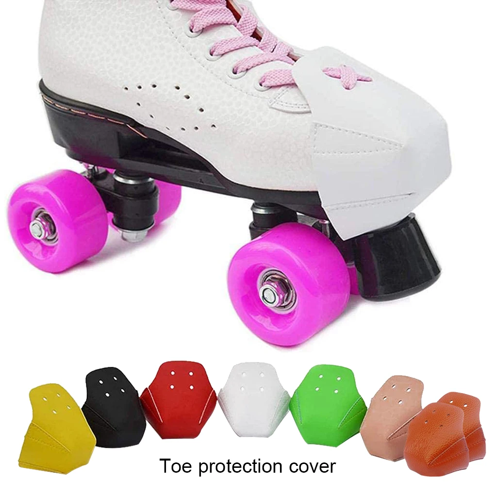

1 Pair Skate Anti-friction Foot Toe Cap Guards Leather Foldable Skating Cover with 4 Holes Protector Outdoor