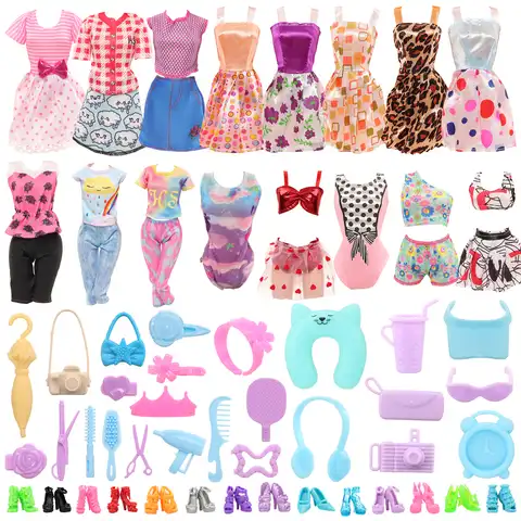 Модные игрушки для кукол ручной работы, 20 предметов/партия = 10 предметов одежды для Барби + 10 обуви для кукол, вещи для Барби, лучшие Подарочны...