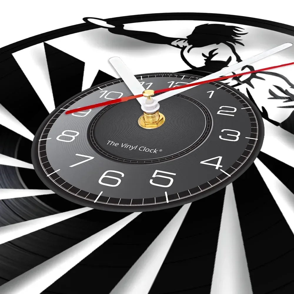 Настенные часы с виниловой пластиной тихие силуэтами игрока Handball для спальни