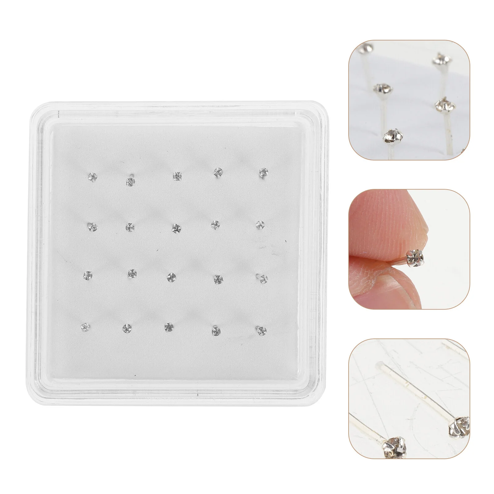 

20 Pcs Nose Rings Women Studs Small Sterling Silver Cute Dual Purpose Metal Straight
