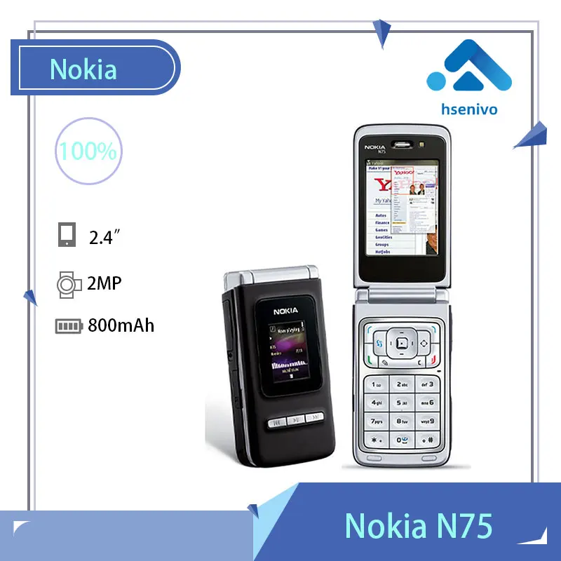 

Nokia N75 Refurbished-Original Unlocked Flip N75 2.4'inch 3G FM Radio Symbian OS 9.1 Mobile Phone One Year Warranty