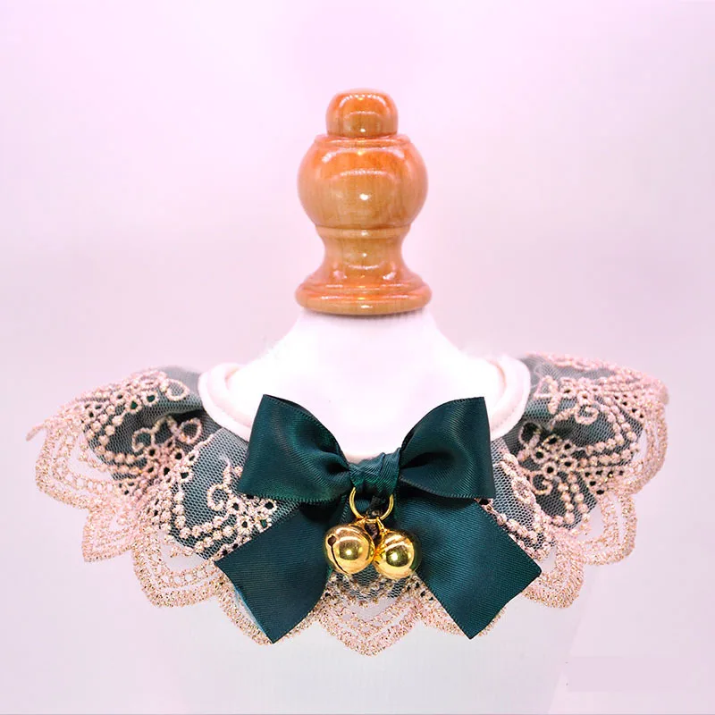 

Pet Collar Cat Kitten Flower Lace Bow Bell Collar String Bib Necklace Neck Strap pet neck decor collar with bell