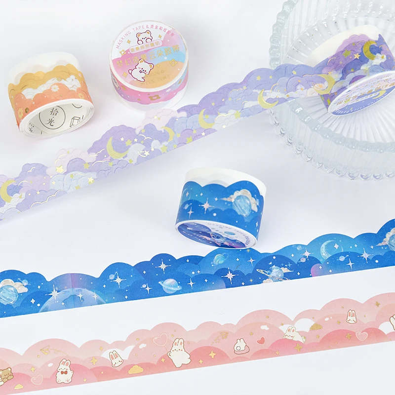 

Assorted Kawaii Cloud Masking Tape Kawaii Gold Stamping Collage Material Decorative Handmade Labels Stationery Scrapbooking Art