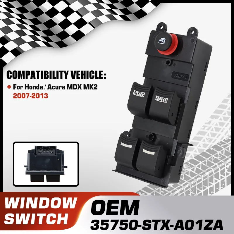 

35750-STX-A01ZA для Honda Acura MDX YD2 MK2 2007-2013, автомобильный электрический главный переключатель стеклоподъемника, переключатель блокировки 35750-STX-A01, 14 контактов