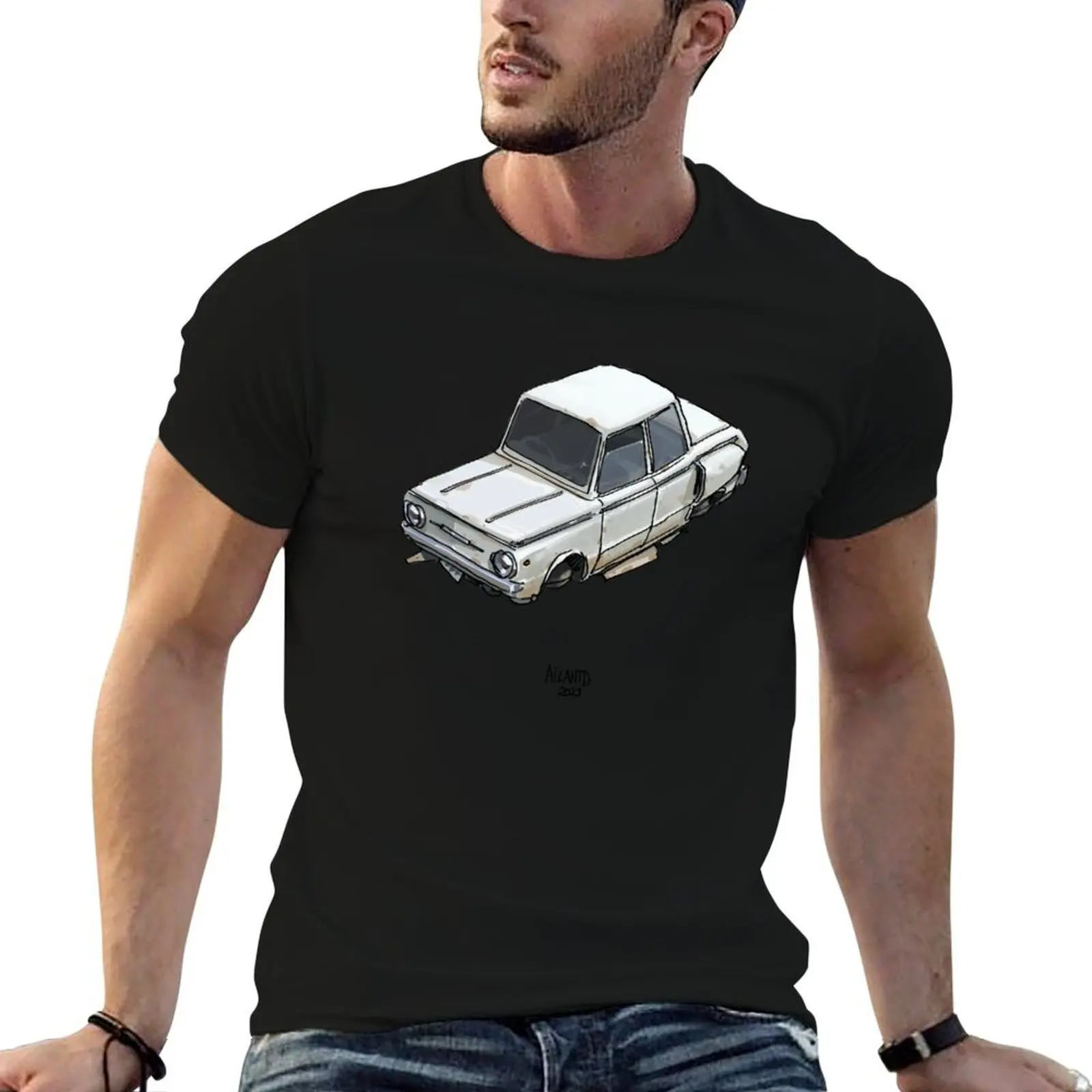 Фото Футболка Flying Car Retro Series - ZOZ, футболки в стиле аниме, футболки оверсайз в стиле аниме для мужчин, футболки с графическим рисунком для мужчин, футболка №1