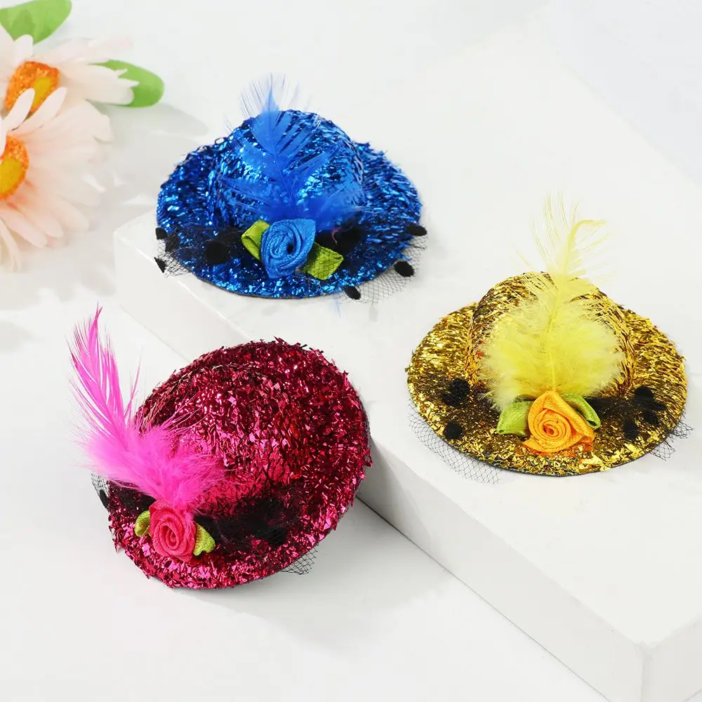 Шляпы для кур-миниатюр "Куриные шляпы" с пером верха и регулируемым эластичным ремешком для петухов, уток, попугаев и другой домашней птицы, стильный костюм на выставку.