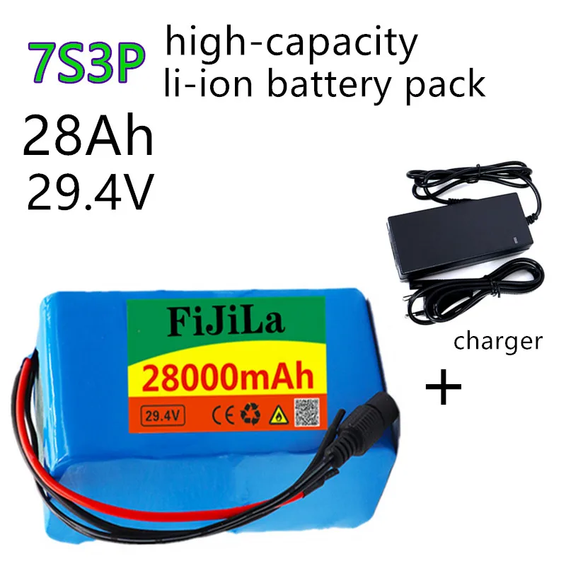 

Batería de iones de litio 7s3p 24V 28Ah 18650, paquete de batería de 29,4 V 28000mAh para bicicleta eléctrica, ciclomotor/baterí