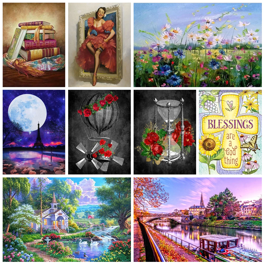 

5D DIY Diamond Painting Landscape Full Square/Round Flower Diamond Embroidery Rhinestone Art Picture Mosaic Home Decoration Gift