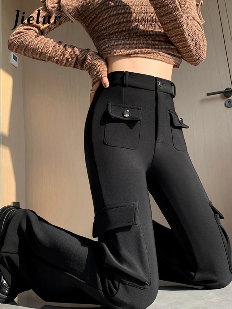 Jielur Женские брюки на молнии с разрезами пуговицах модные корейские повседневные