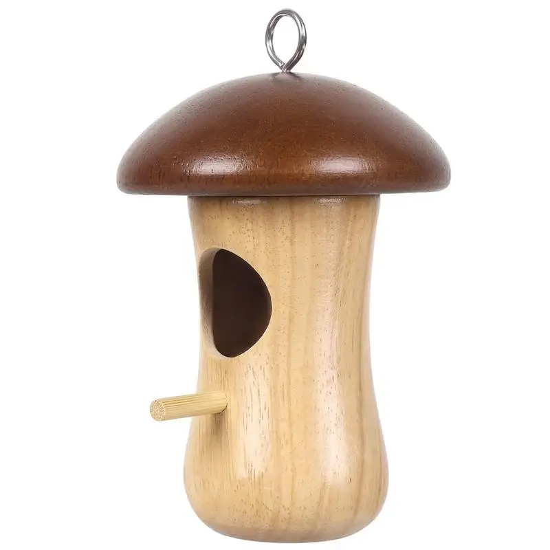 

Wooden Hummingbird Swing Nest Hang Nest Outdoor Bird Nest Wooden Mushroom Shape Bird Swing Houses For Outdoor Swallow Wren
