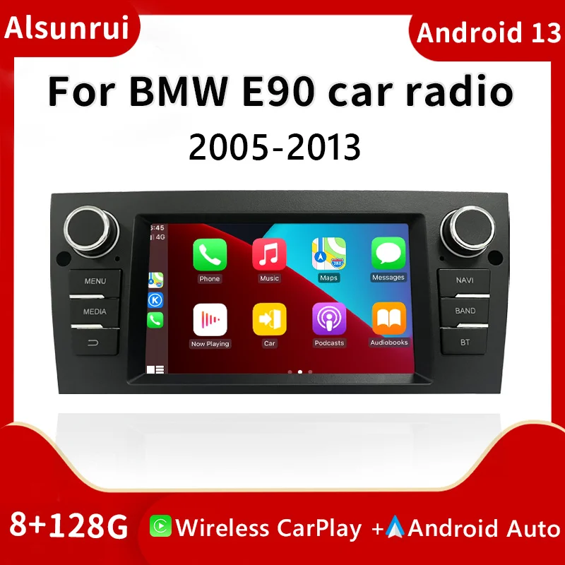 Автомобильный радиоприемник Carplay 4G 1 Din Android 13 для BMW E90/E91/E92/E93 3 серии радио