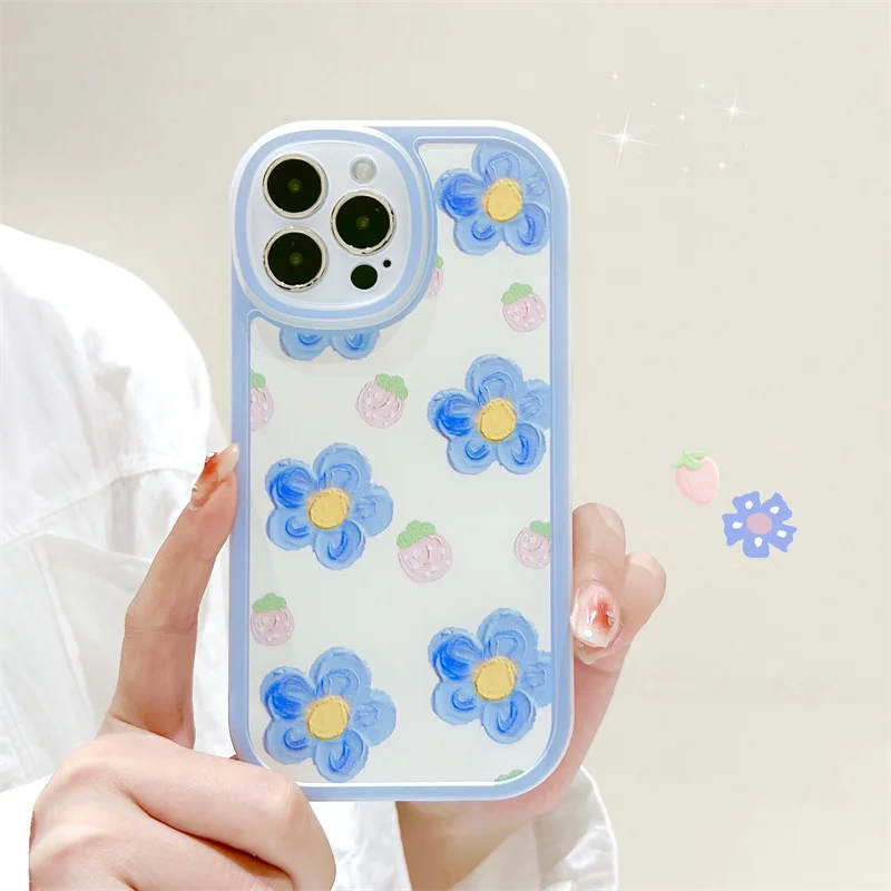 

Pink Berry Blue Flower For Apple13Phone Caseiphone12pro maxCase New11Premium SensexsNichexrGirlsminiLens All Inclusive7/8pulsSil
