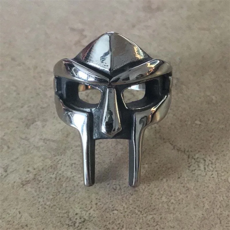 Goth Hip Hop MF DOOM Mask Rings For Men Gladiator Punk Style Egyptian Pharaoh Male Ring Classic Retro Jewelry jz365