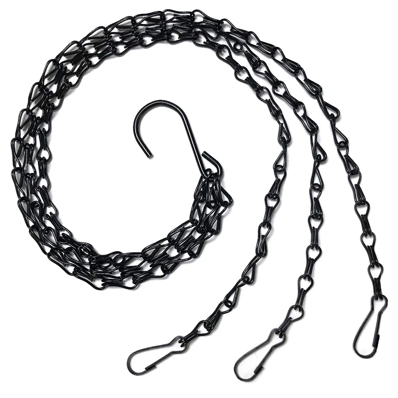 10Pcs Black Flower Plant Pot Basket Holder Hanging Chain with S-Shape Hooks for Home Garden Tools |