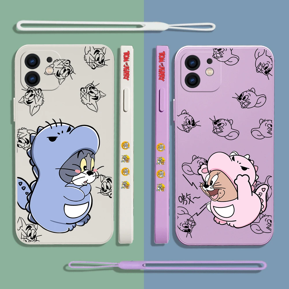 

Classic Animation Tom and Jerry Phone Case For Samsung Galaxy S23 S22 S21 S20 Ultra Plus FE S10 Note 20 Plus With Lanyard Cover