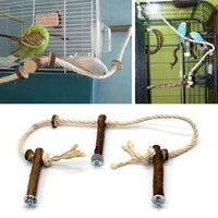 parrot wooden perch stand hanging climbing hammock swing standing training toys cage accessories