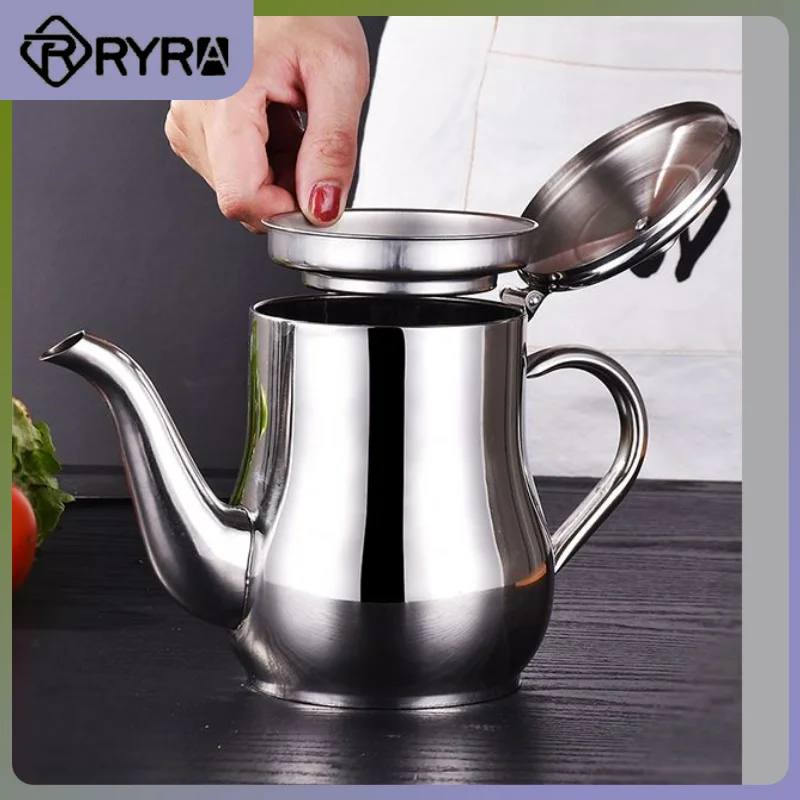 24/32oz Leak-proof Oil Tank Household Oil Filter Pot Container Separator Bottle Kitchen Accessories Stainless Steel Storage Pot