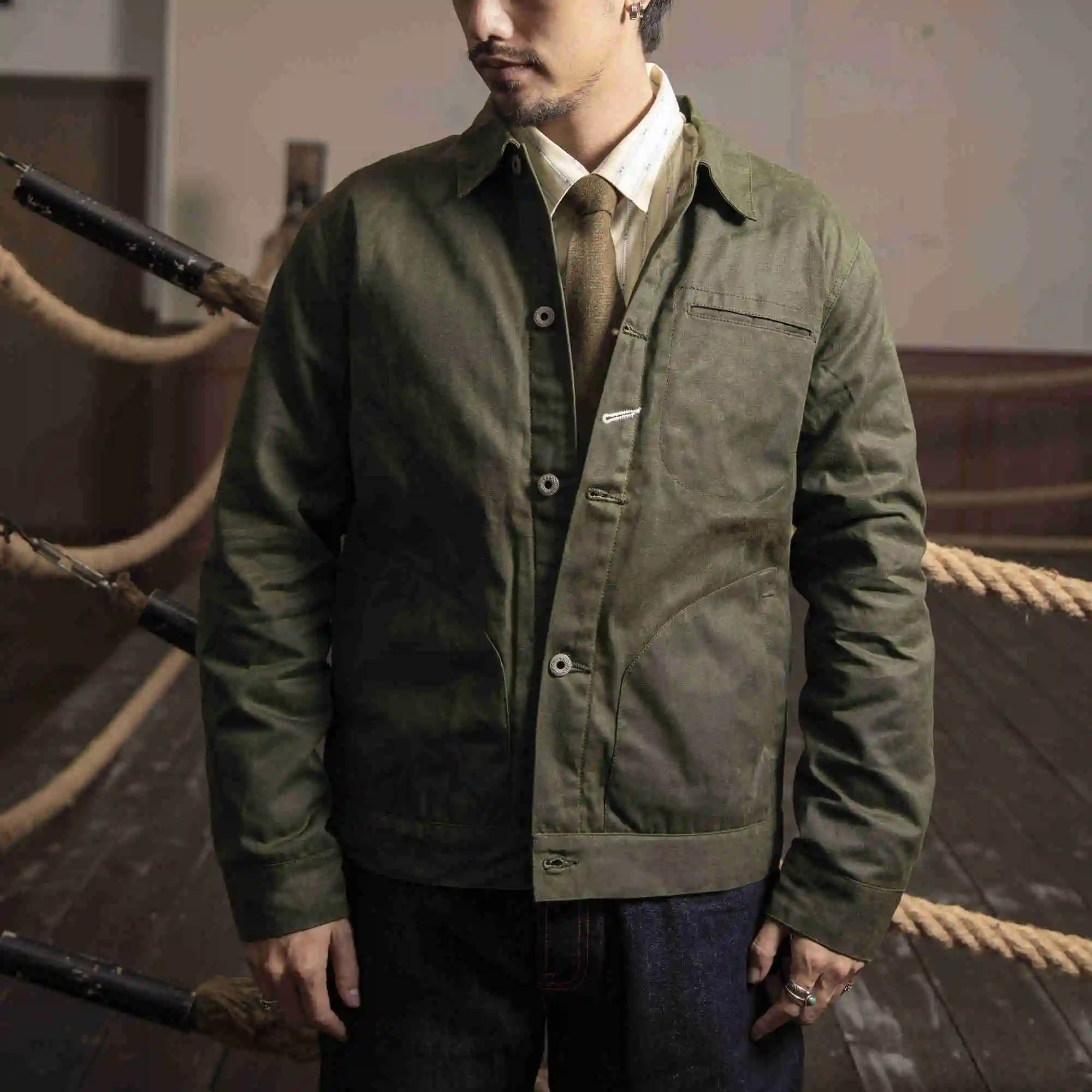 

RGT-0005 Read Description! Asian Size Good Quality Cotton Canvas Wax Water Proof Thick Warm Jacket