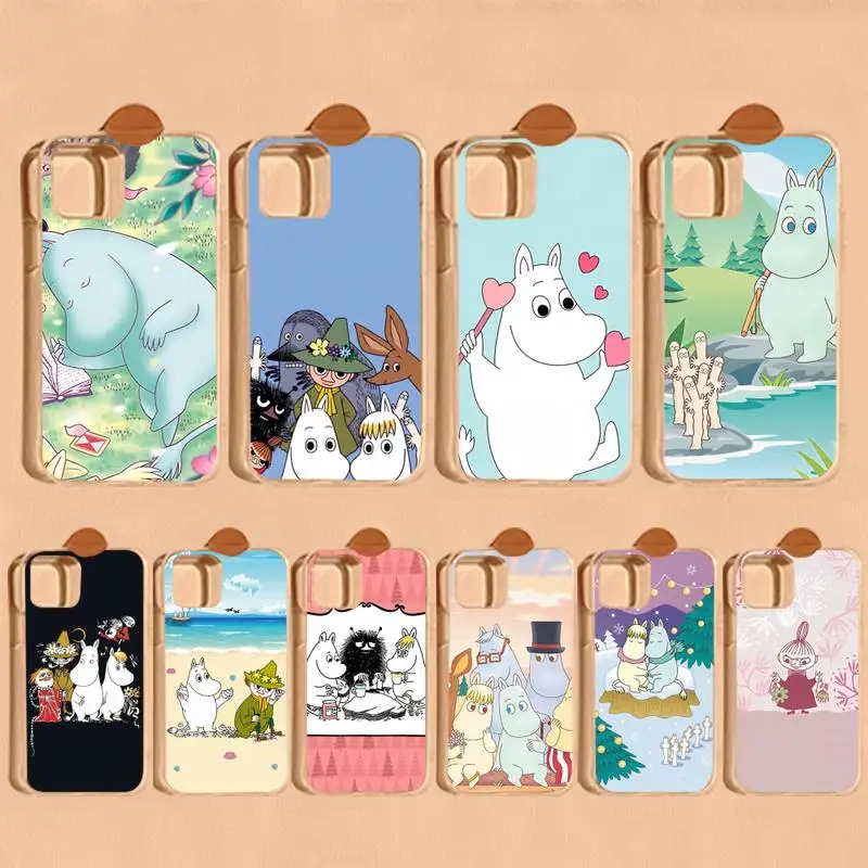 

MINISO Cartoon Cute H-Hippo M-MoomineS Phone Case For iPhone 14 11 12 13 Mini Pro XS Max Cover 6 7 8 Plus X XR SE