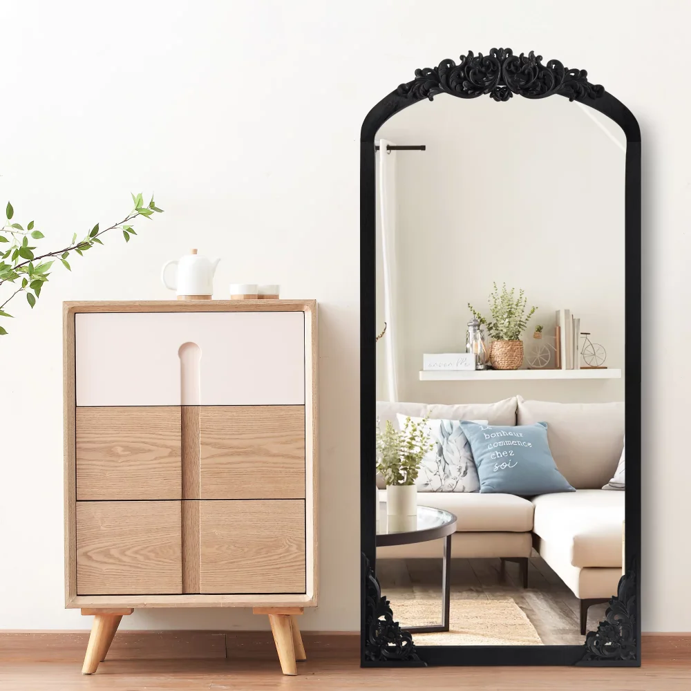 

Arch Mirror Full-Length Mirror Vintage Decorative Mirror,64"*22",Black