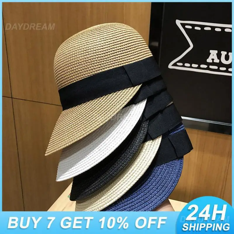 

Straw Hat Comfortable And Smooth Rounded Dome Design Clothing Accessories Uv Protection Sunshade And Sunscreen Straw Weaving
