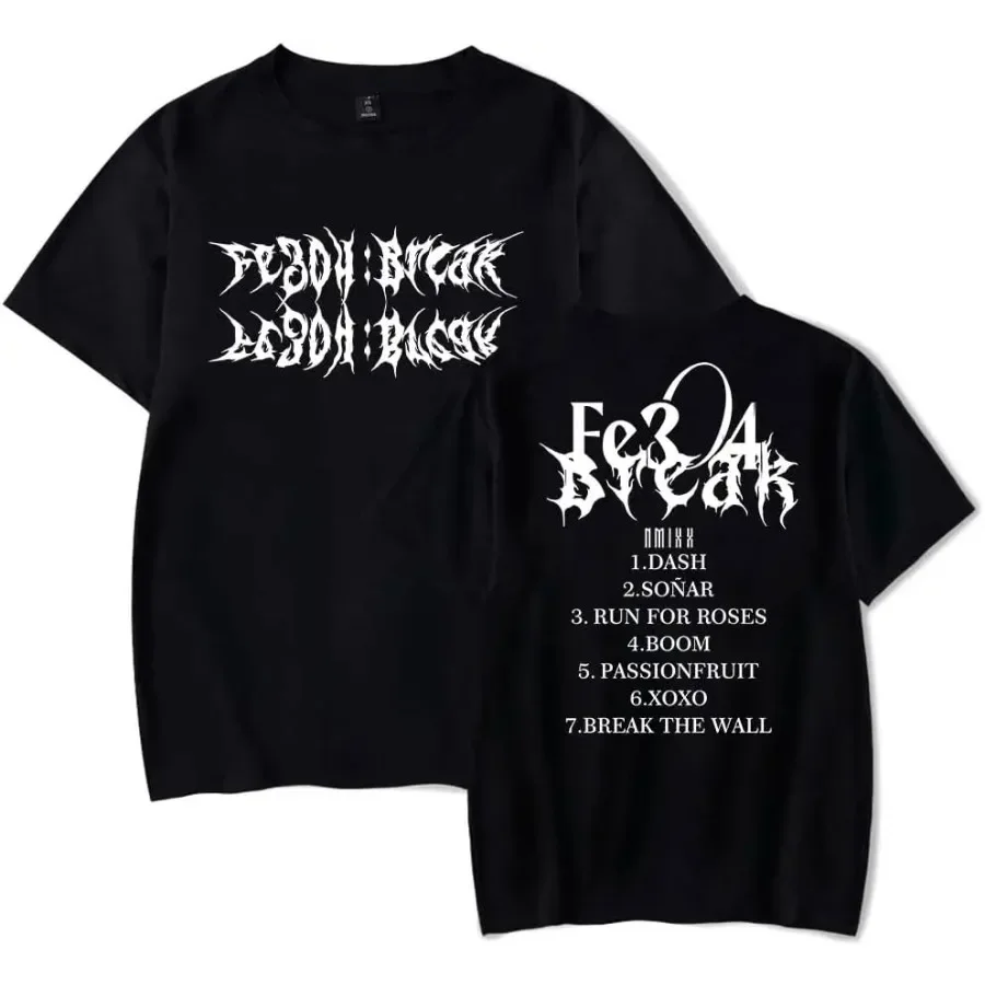 Фото Футболки K-POP NMIXX Dash Fe3O4 Break Album Merch для женщин и мужчин, модные повседневные футболки с короткими рукавами и графикой Kpop, уличная одежда №1