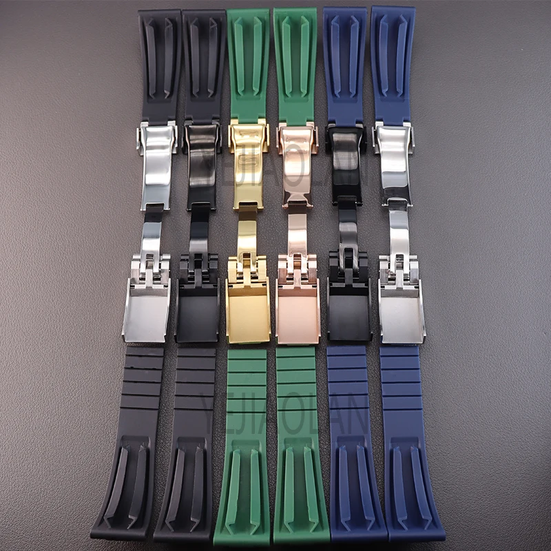 20mm Silicone wristband Watchband Men's Watch Strap Parts Stainless Steel Buckle For Daytona SKY-DWELLER YACHT-MASTER nh35 Case