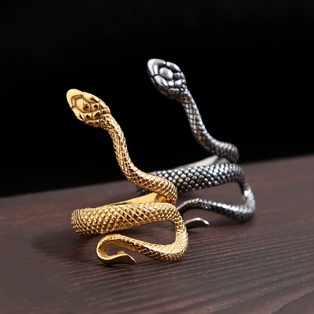 

Punk Simple Stainless Steel Snake Ring For Men Women Fashion Vintage Unisex Serpent Rings Cool Party Jewelry Gifts Dropshipping