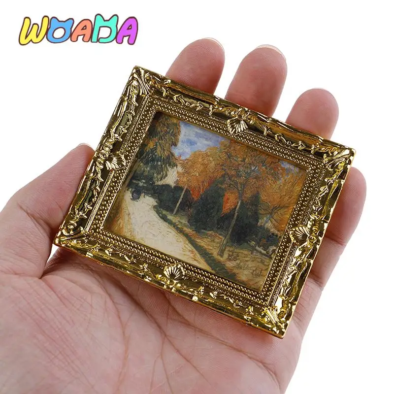 

1 Pc Dollhouse Miniature 1:12 Mini Decorative Accessories Antique Frame Oil Painting DIY Doll House Resin Picture Frame