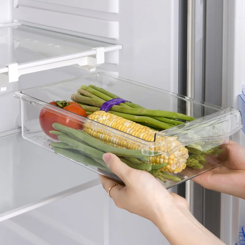 Transparent Fridge Organizer Fruit Egg Refrigerator Storage Box Under-shelf Drawer Fresh-keep Kitchen