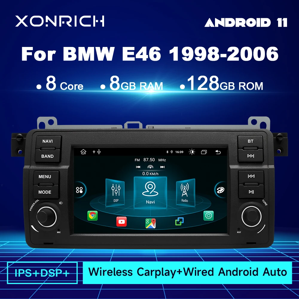 Wireless Carplay Android 11 Car Multimedia Player For BMW E46 M3 318i/320/325/330/335 Rover 75 MG ZT Coupe 4G Radio Navigation