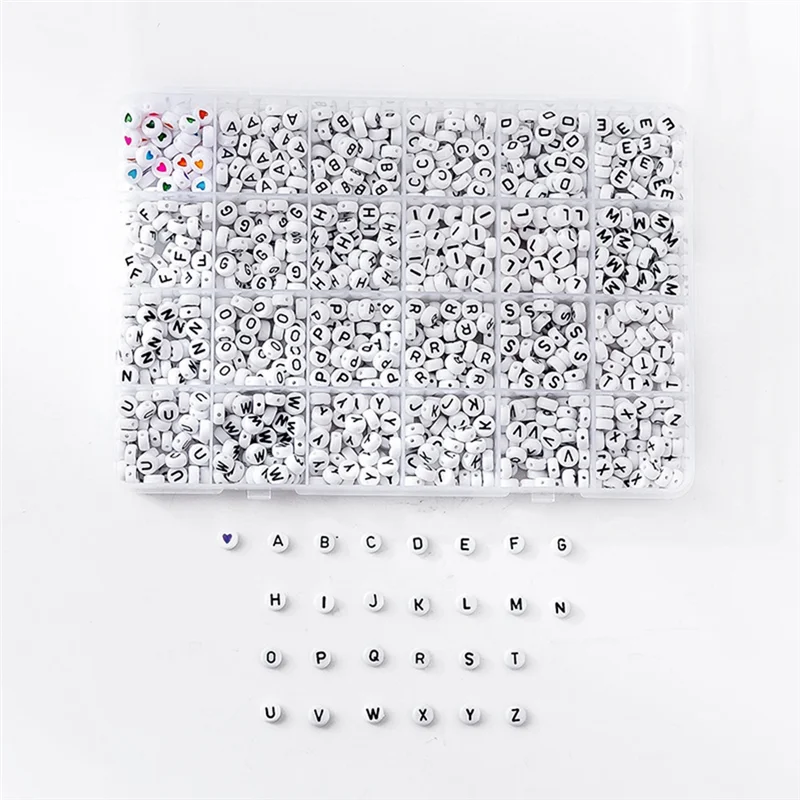 1200 шт. акриловые бусины и буквы английского алфавита