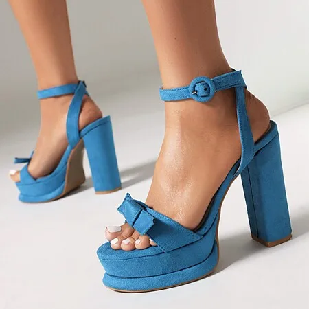 

Женские и женские босоножки большого размера, водонепроницаемые Босоножки на платформе и толстом каблуке, украшенные бантом