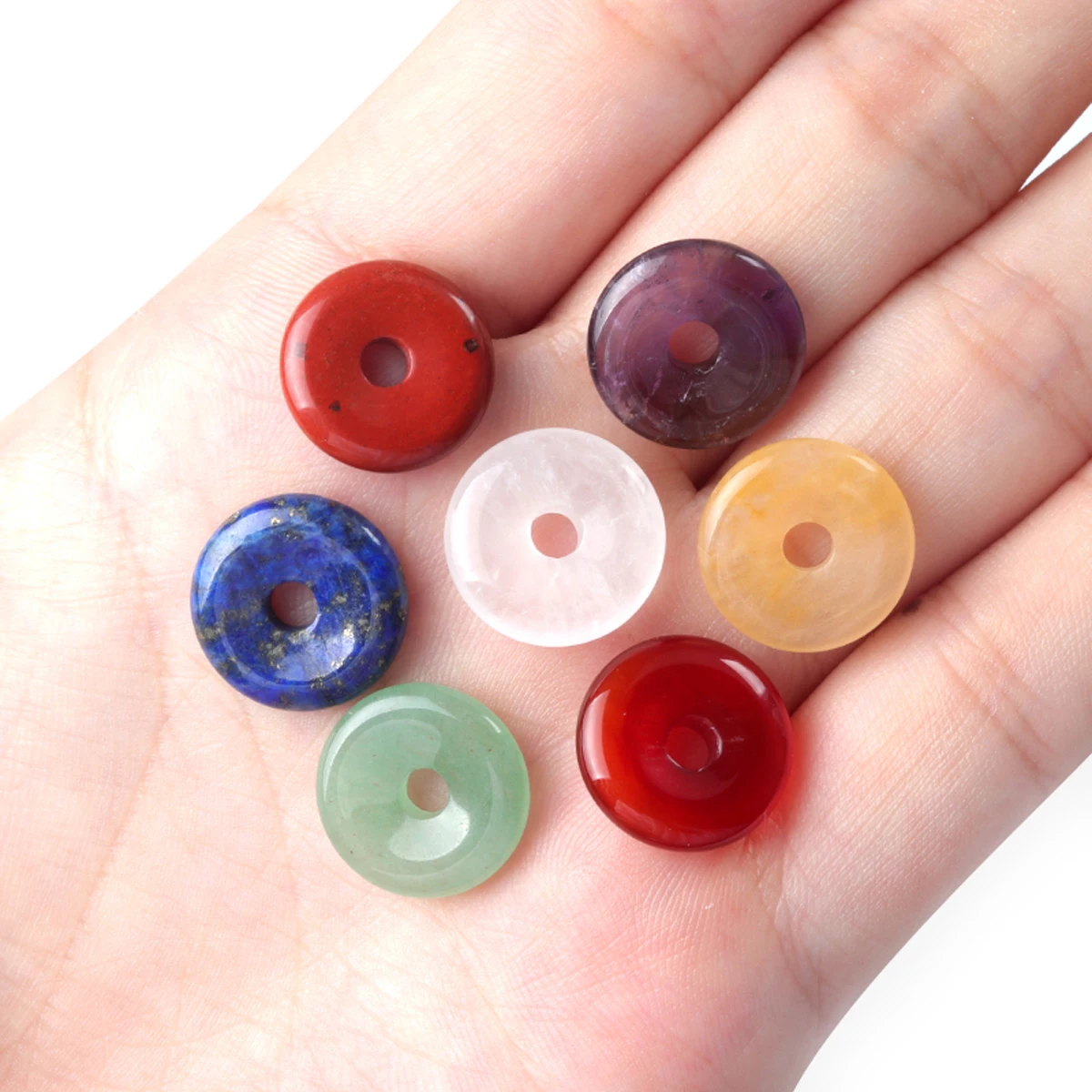 

7PCS/bag Seven Chakra Natural Semi Precious Stones Round Beads Crystal Agate Jade Reiki Healing DIY Jewelry Accessories