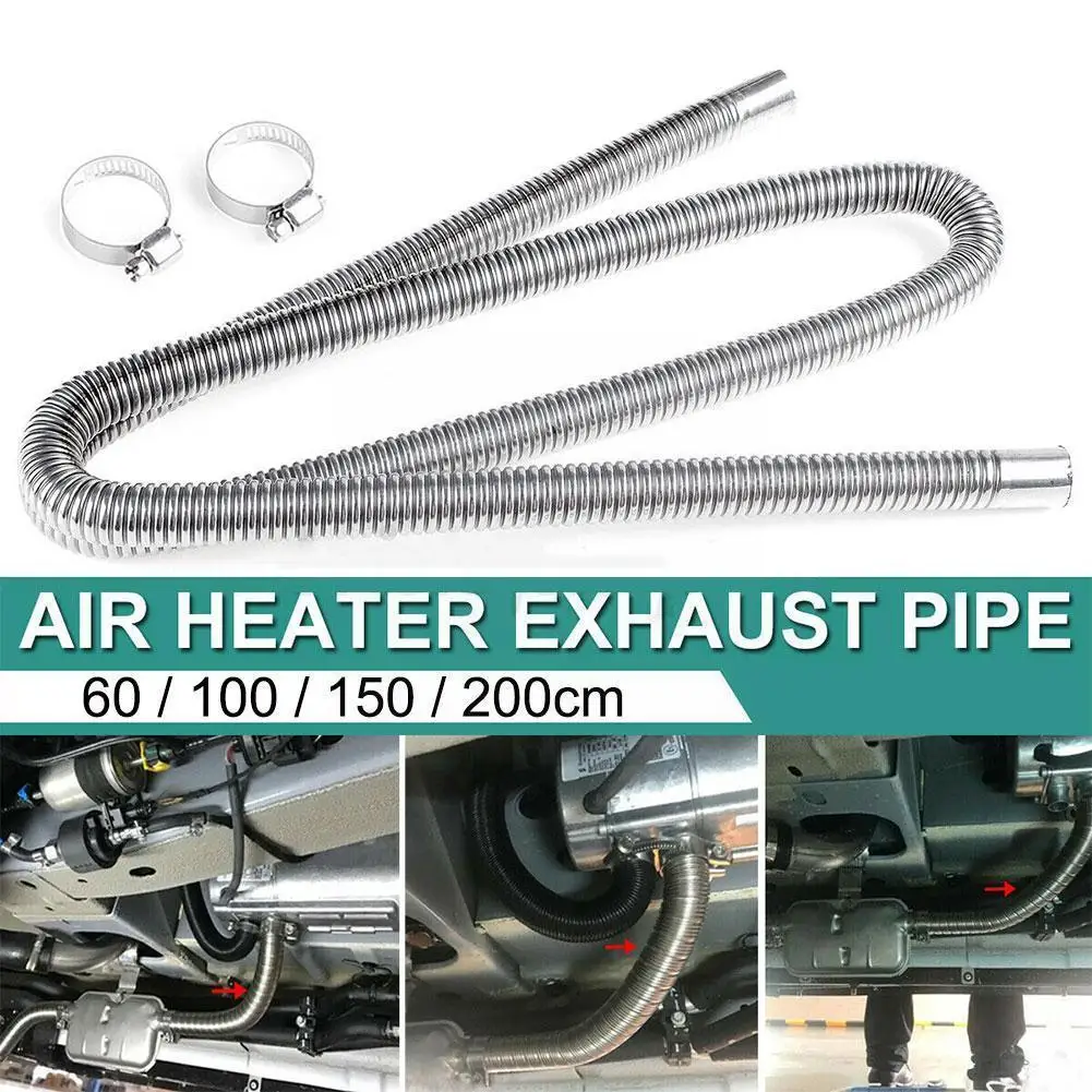 

60/100/150/ 200cm Air Parking Heater Steel Exhaust Gas Vent Accesso Air Heaters Parking Diesels Tank Fit Car Tube Pipe T5D0