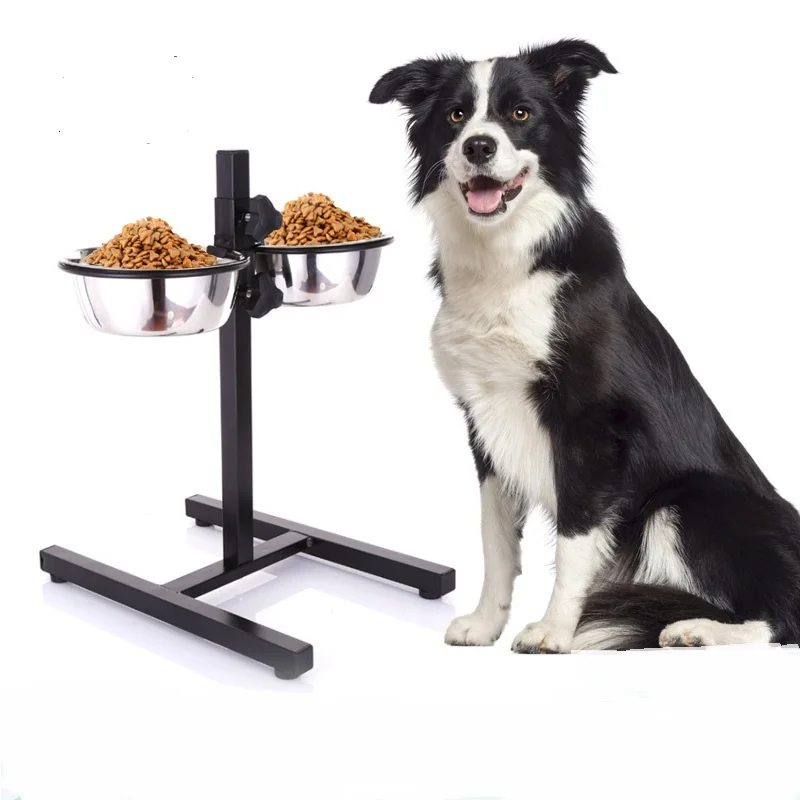 

Large Dog Puppy Stainless Steel Liftable Dog Bowl with Pet Food Utensils Floor-Standing Four-Legged Shelf Pet Water Food Bowl