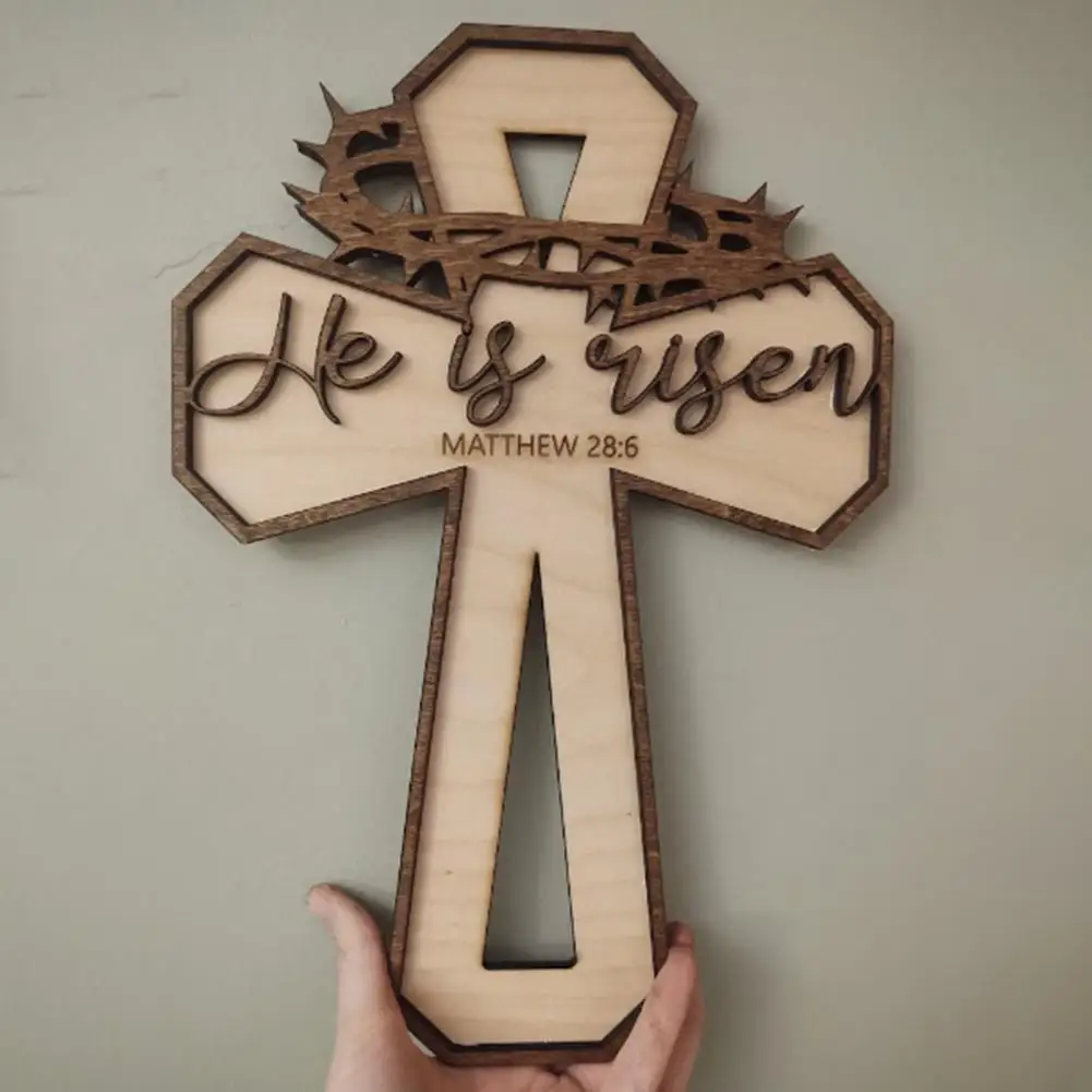 

Hanging Crosses Exquisitely Painted Fine Workmanship Easter Decor Door Wooden Craft Burr-free Door Pendant Home Decor