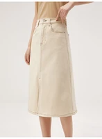 summer 2022 high quality designer faldas largas mujer 97 cotton pencil skirts women knee length pockets casual solid denim