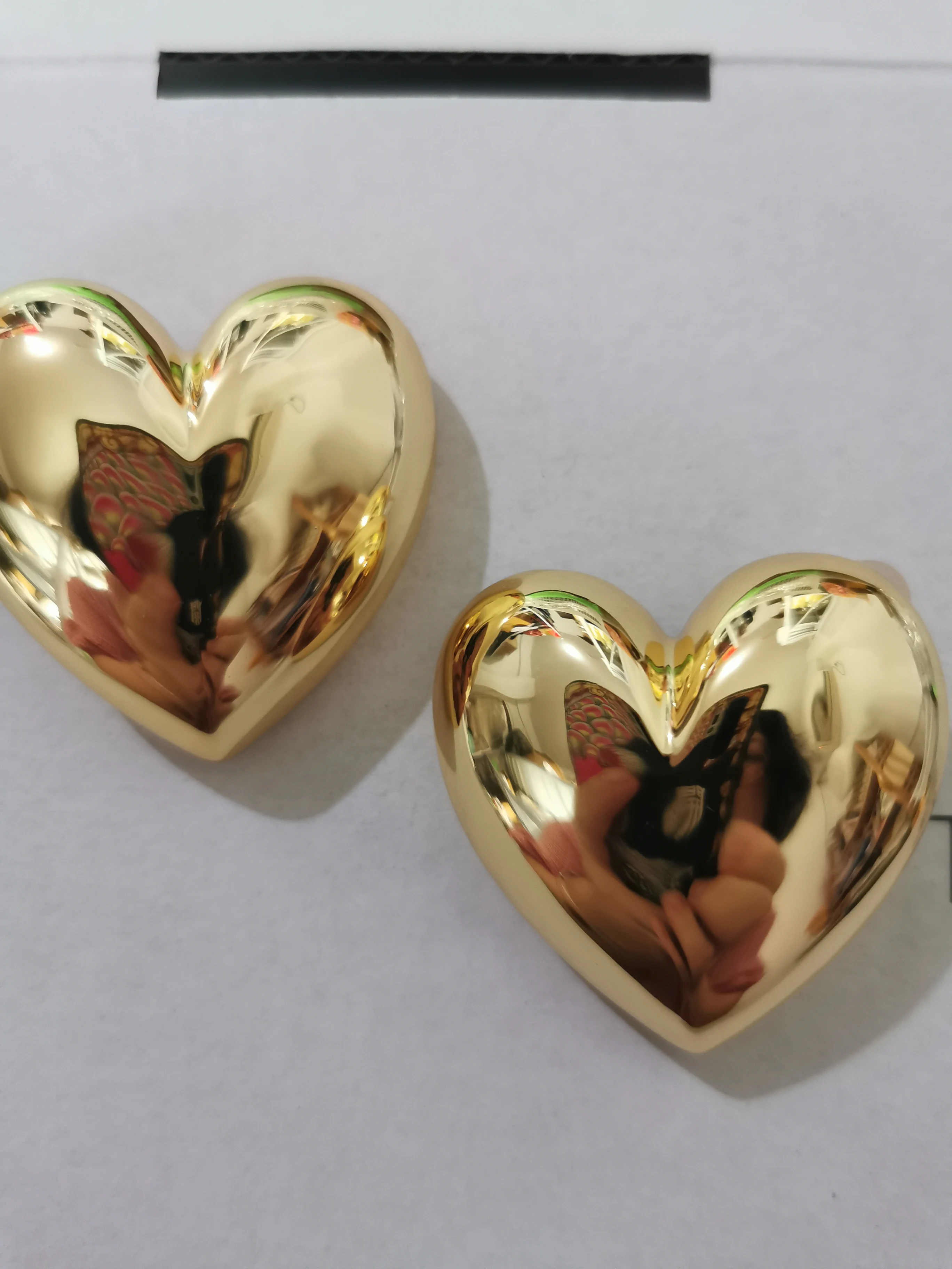 Brass Chunk Big Size Heart Hoop Earrings Women Jewelry Punk Party T Show Gown Runway Korean Japan INS